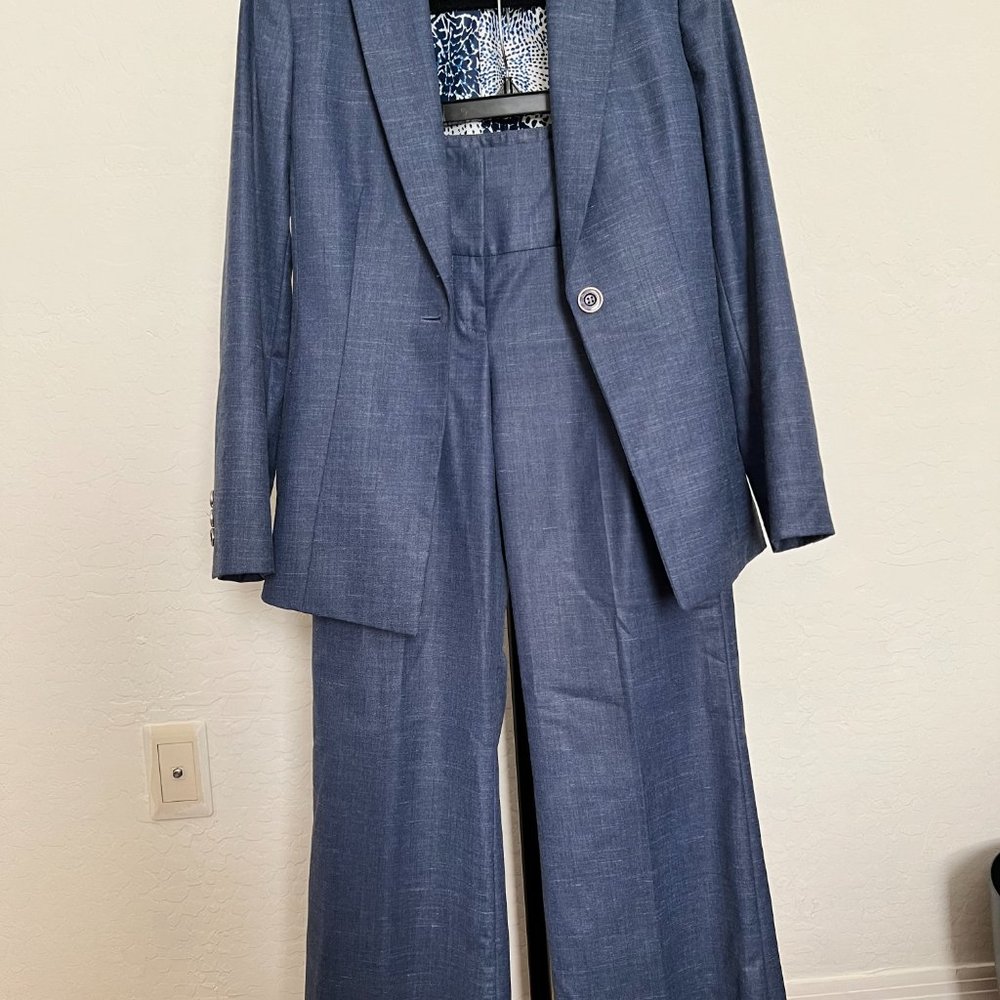 ANTONIO MELANI Pantsuit-Blazer Jacket/Pants - Navy Blue beautiful lining - Size2